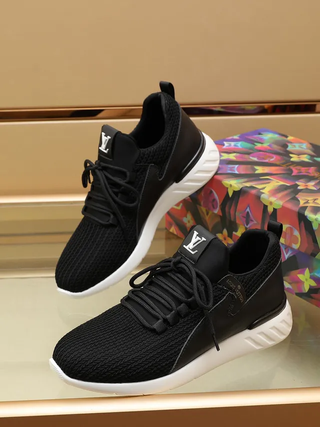 Louis Vuitton Black White Knit Upper Monogram-Tongue Tab Lifestyle Sneakers 2