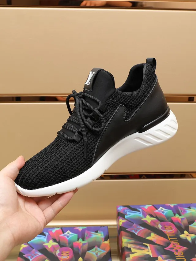 Louis Vuitton Black White Knit Upper Monogram-Tongue Tab Lifestyle Sneakers 4