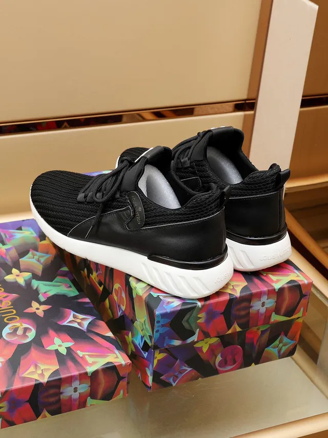 Louis Vuitton Black White Knit Upper Monogram-Tongue Tab Lifestyle Sneakers 5