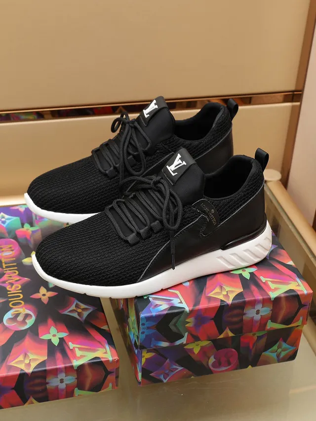 Louis Vuitton Black White Knit Upper Monogram-Tongue Tab Lifestyle Sneakers 6