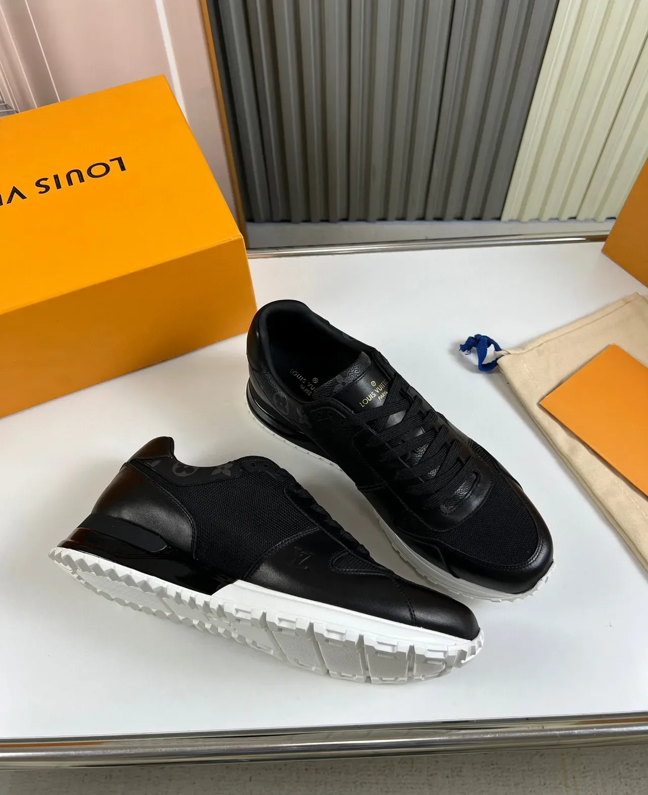Louis Vuitton Black White Mixed-Material Upper Ridged Midsole Lifestyle Sneakers 5