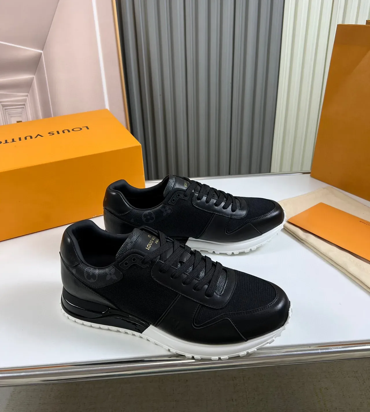 Louis Vuitton Black White Mixed-Material Upper Ridged Midsole Lifestyle Sneakers 7