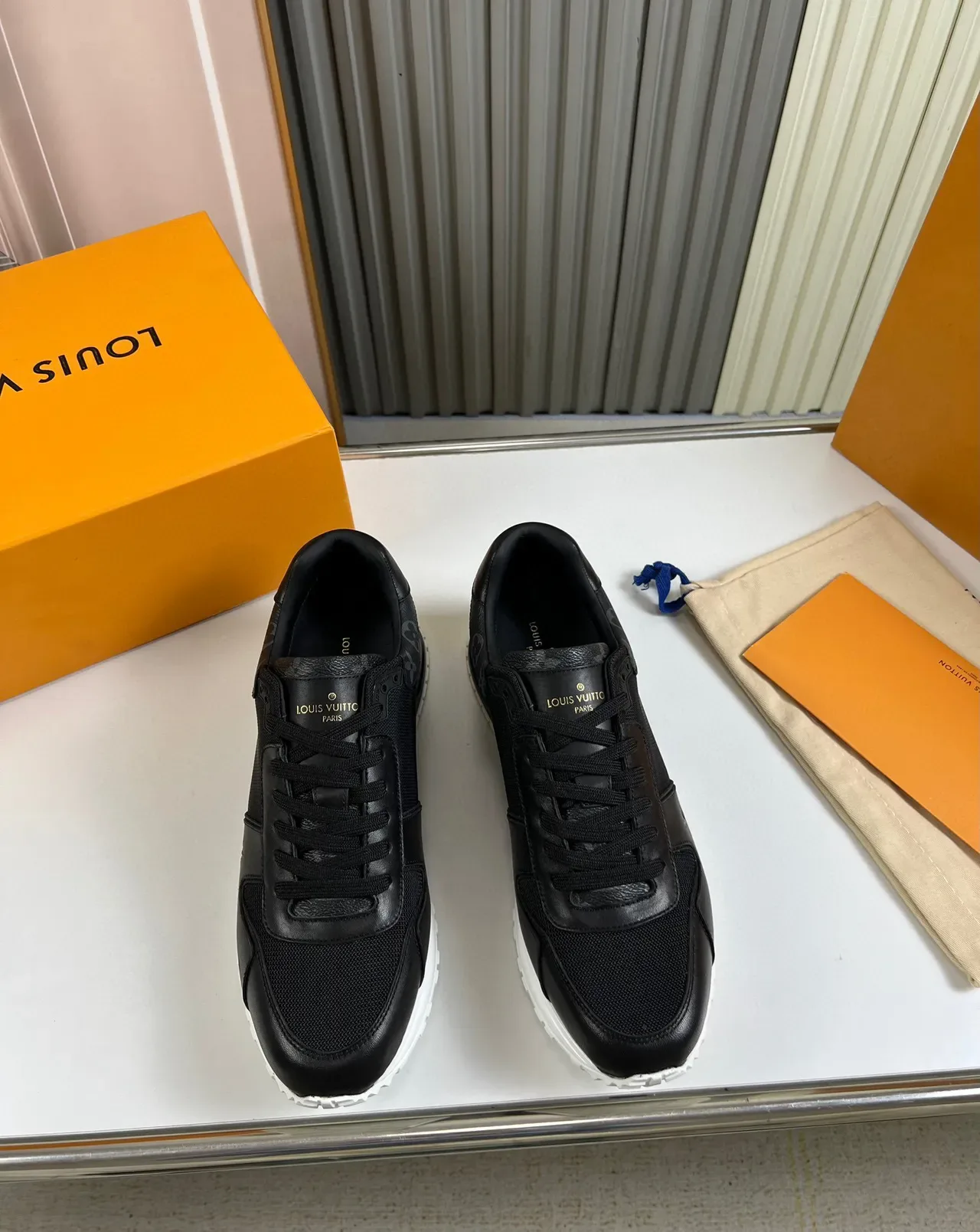 Louis Vuitton Black White Mixed-Material Upper Ridged Midsole Lifestyle Sneakers 8