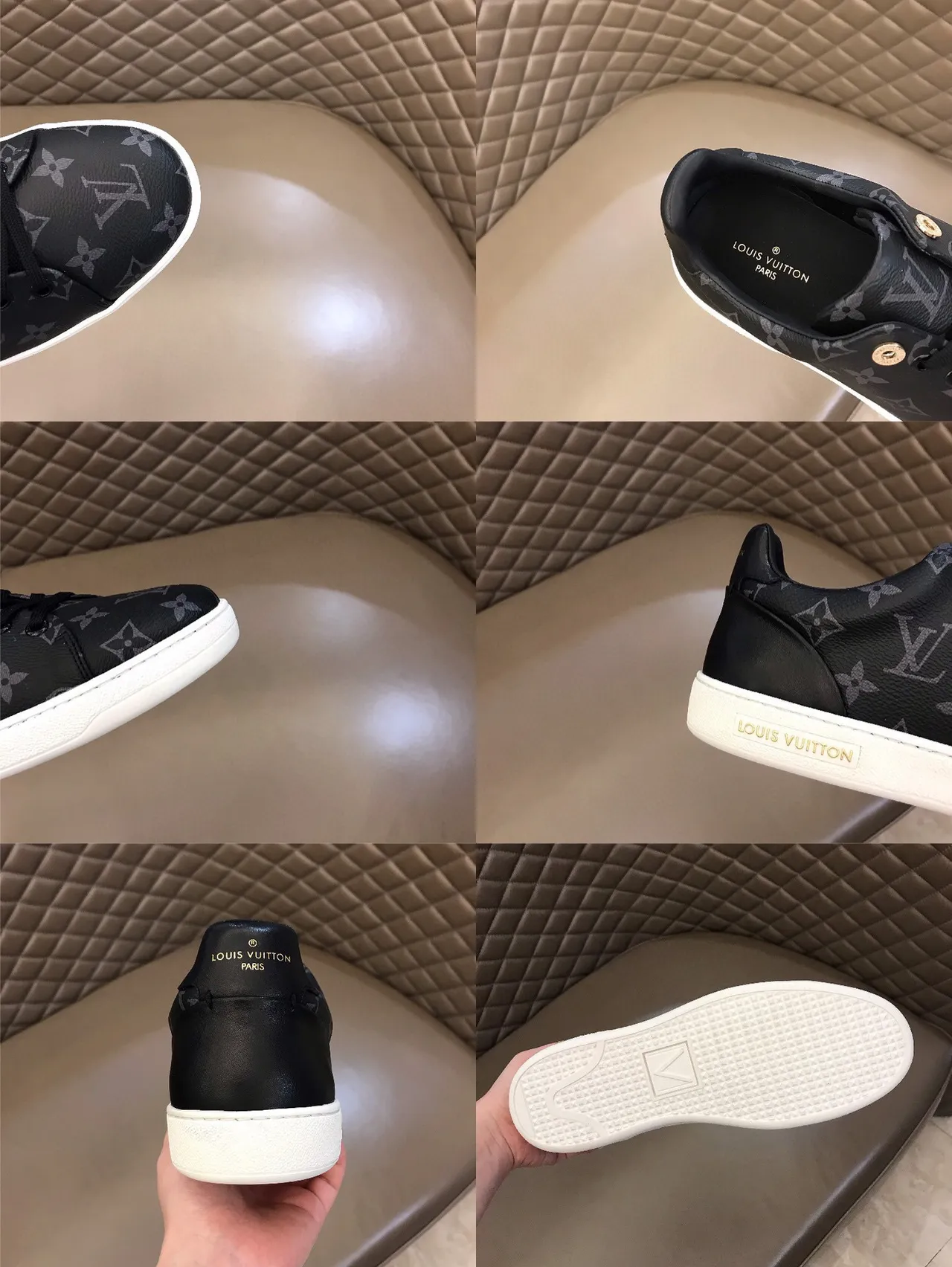 Louis Vuitton Black White Monogram-Print Leather Low-Top Lifestyle Sneakers 2