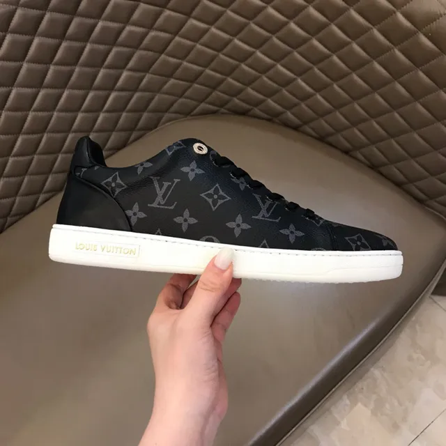 Louis Vuitton Black White Monogram-Print Leather Low-Top Lifestyle Sneakers 6