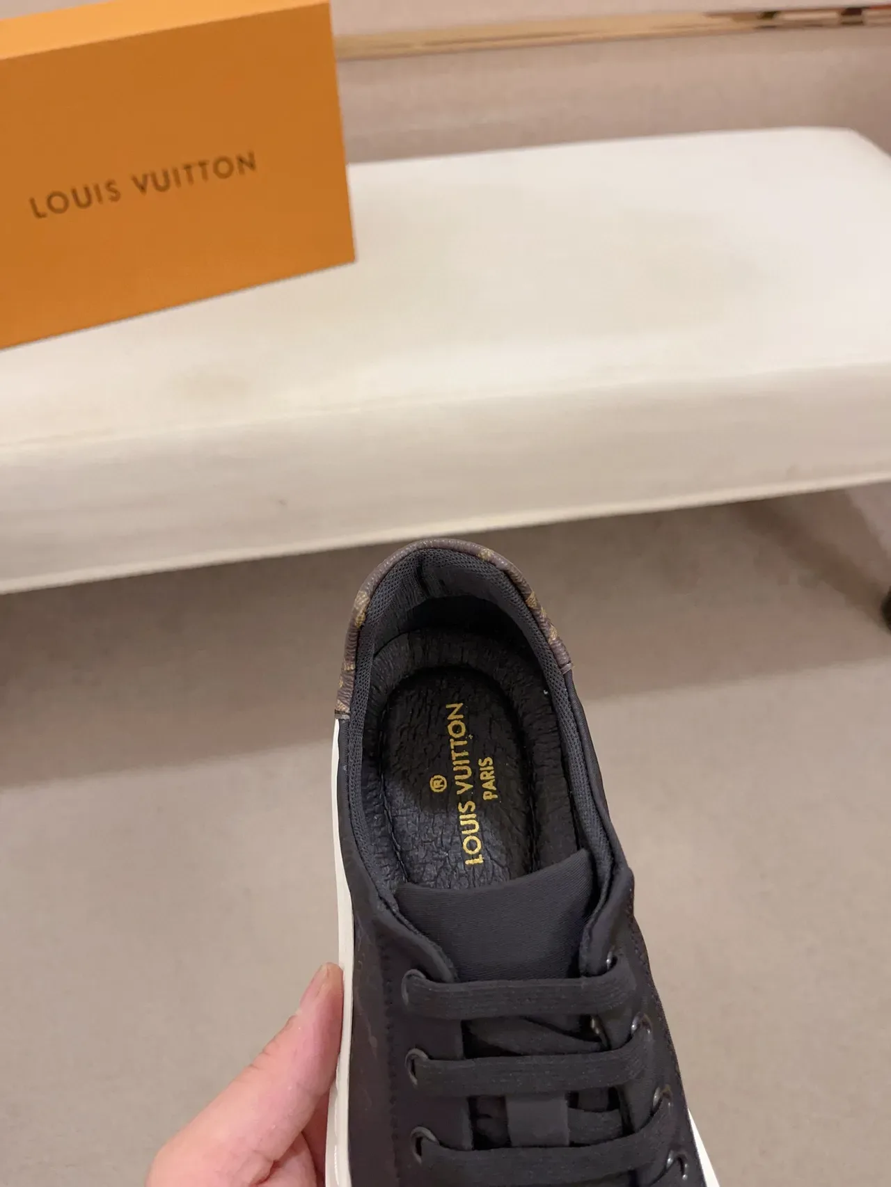 Louis Vuitton Black White Monogram-Printed Canvas Upper Platform Sole Lifestyle Sneakers 6