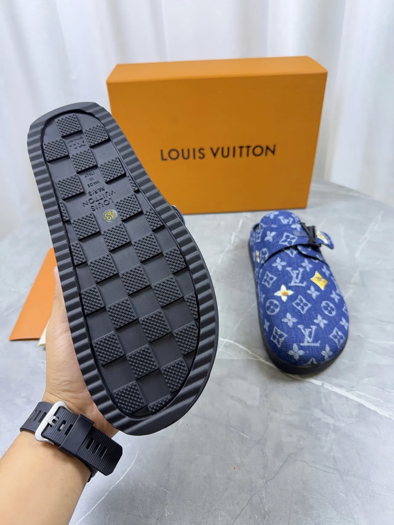 Louis Vuitton Blue Black Monogrammed Denim Floral Embroidery Casual Shoes 3