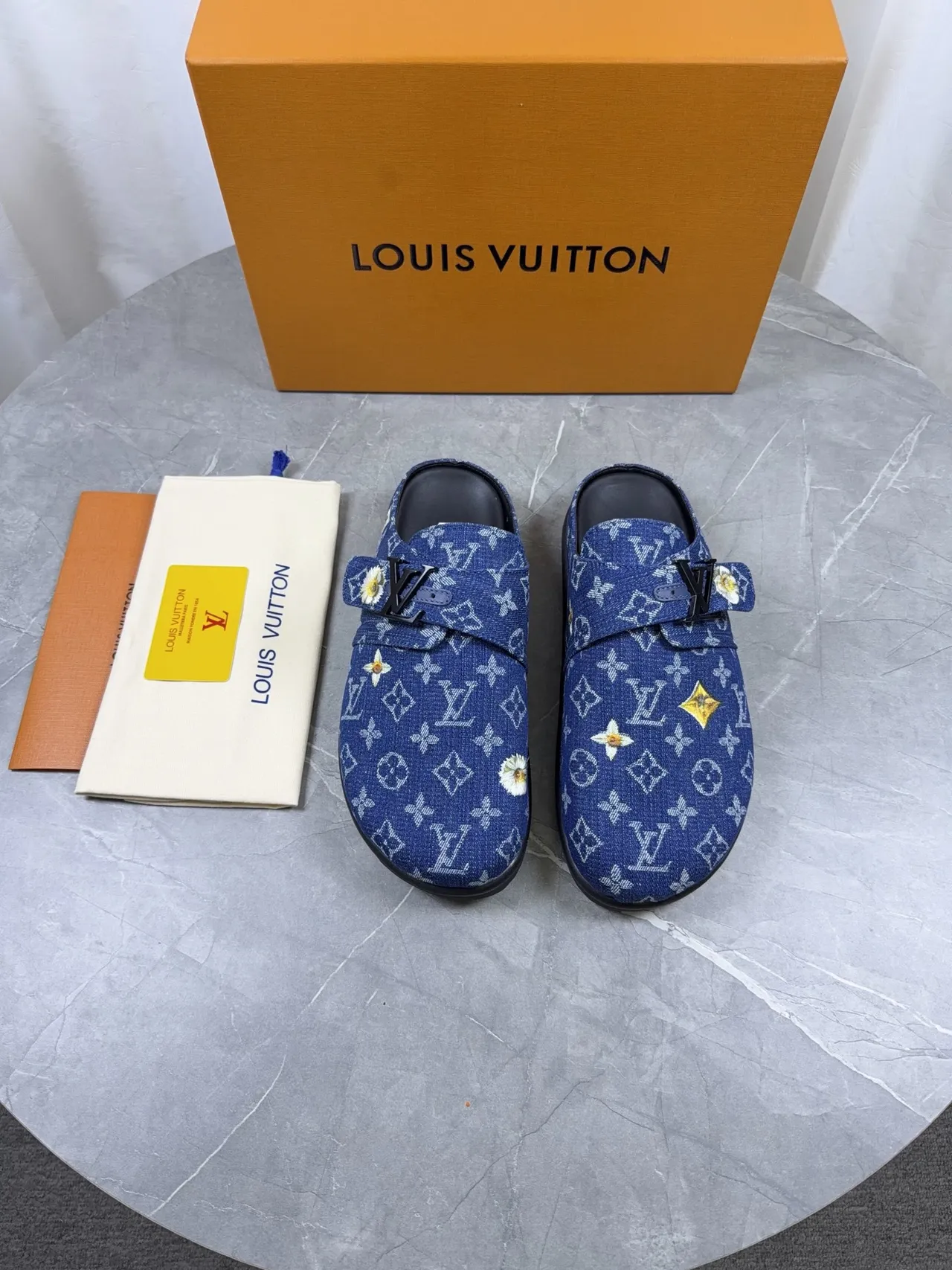 Louis Vuitton Blue Black Monogrammed Denim Floral Embroidery Casual Shoes 5