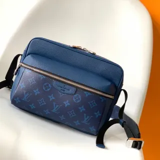 Louis Vuitton Blue Monogram-Printed Structured Messenger Bag