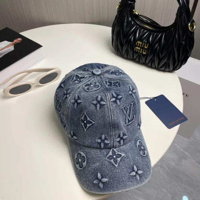 Louis Vuitton Blue Navy Denim Monogram-Embroidered Baseball Cap 6