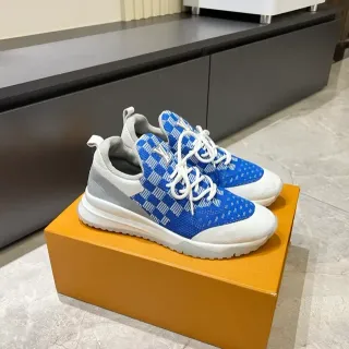 Louis Vuitton Blue White Knit Upper Geometric Weave Lifestyle Sneakers