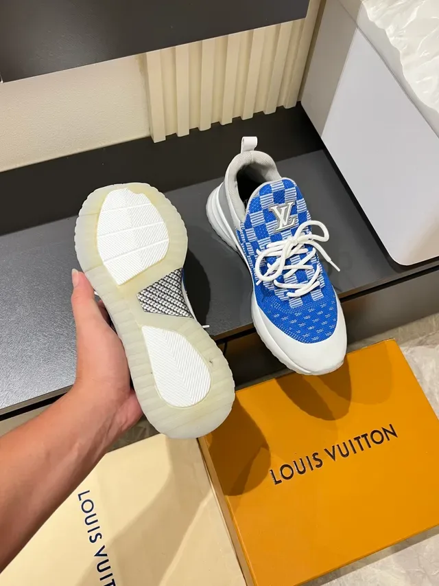 Louis Vuitton Sneakers Lifestyle Bleu Blanc Tricot Supérieur Weave Géométrique 4