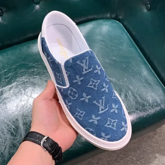 Louis Vuitton Blue White Slip-On Monogram Canvas Lifestyle Sneakers 4