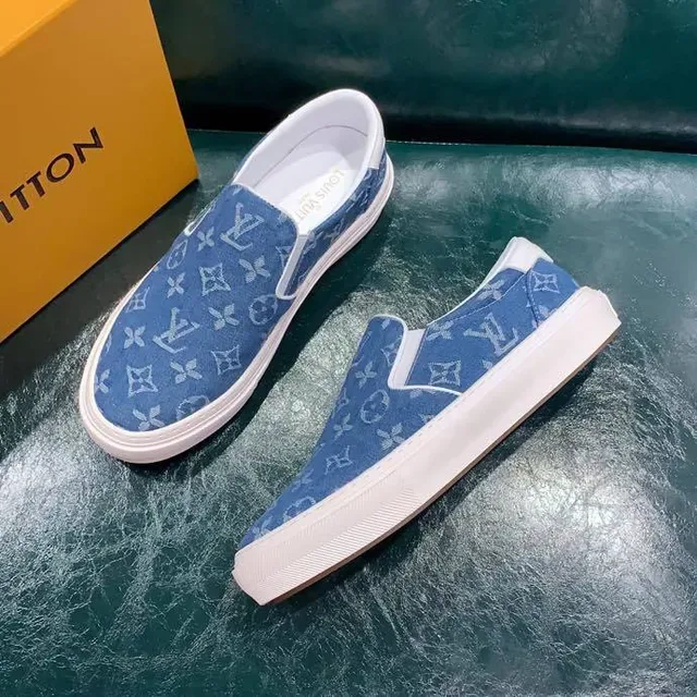 Louis Vuitton Blue White Slip-On Monogram Canvas Lifestyle Sneakers 6