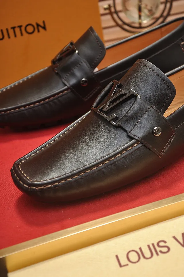 Louis Vuitton Brown Beige Leather Loafers LV Buckle Strap Loafer 3