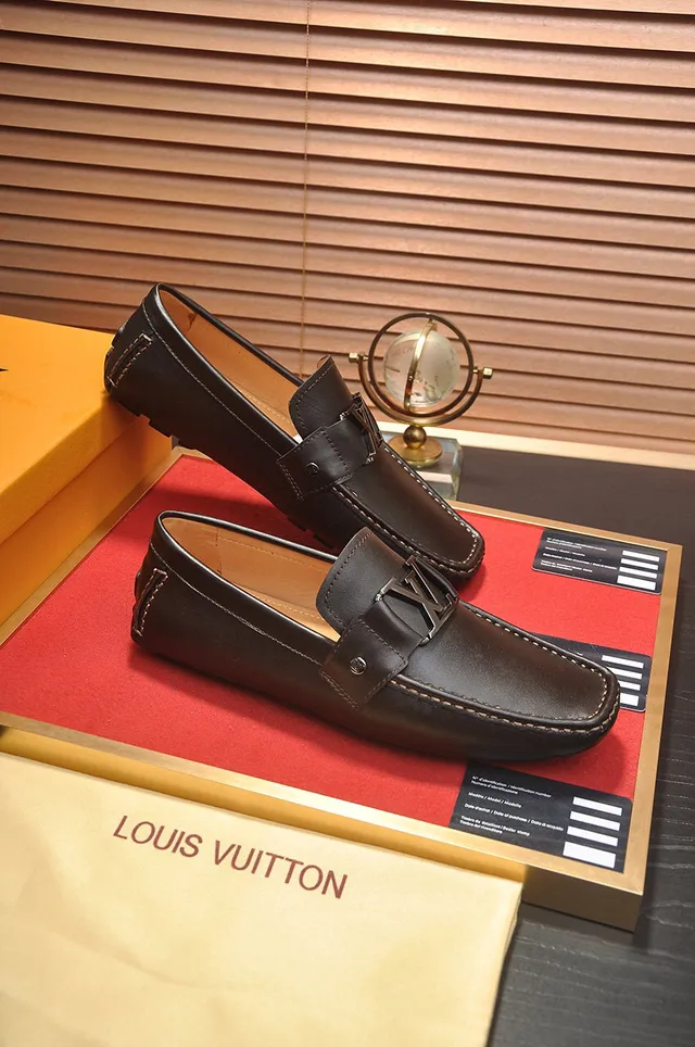 Louis Vuitton Brown Beige Leather Loafers LV Buckle Strap Loafer 5