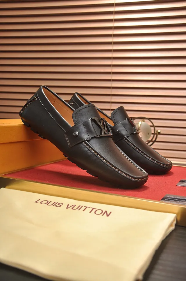 Louis Vuitton Brown Beige Leather Loafers LV Buckle Strap Loafer 6