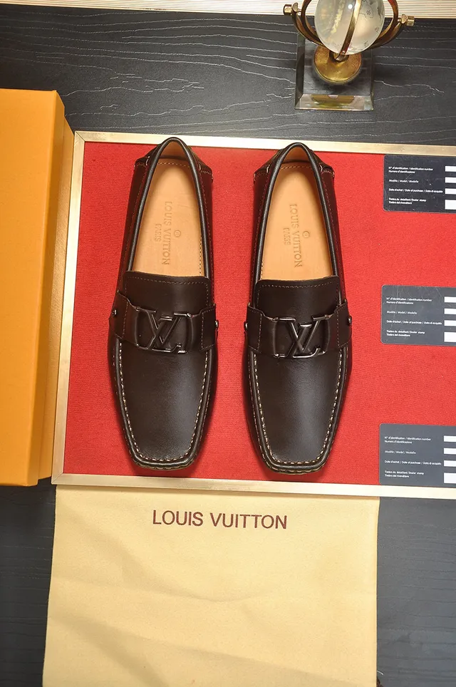 Louis Vuitton Brown Beige Leather Loafers LV Buckle Strap Loafer 9