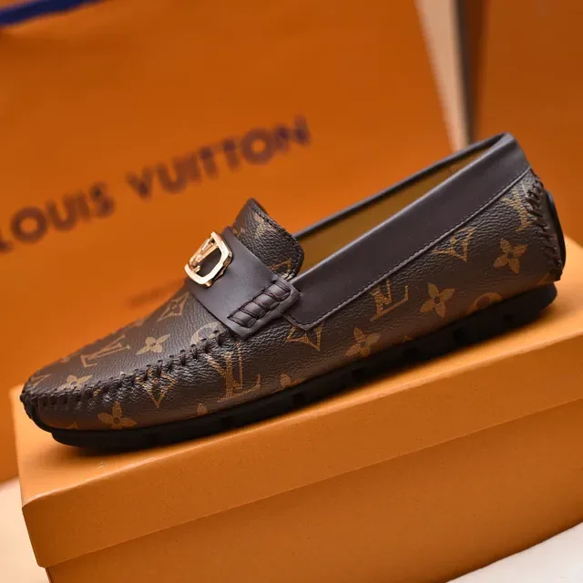 Louis Vuitton Brown Beige Monogram Canvas Braided Trim Loafer 5