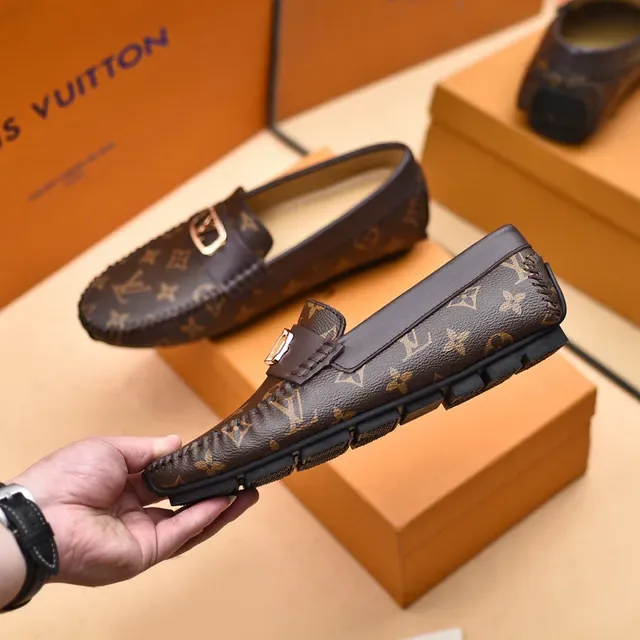 Louis Vuitton Brown Beige Monogram Canvas Braided Trim Loafer 7
