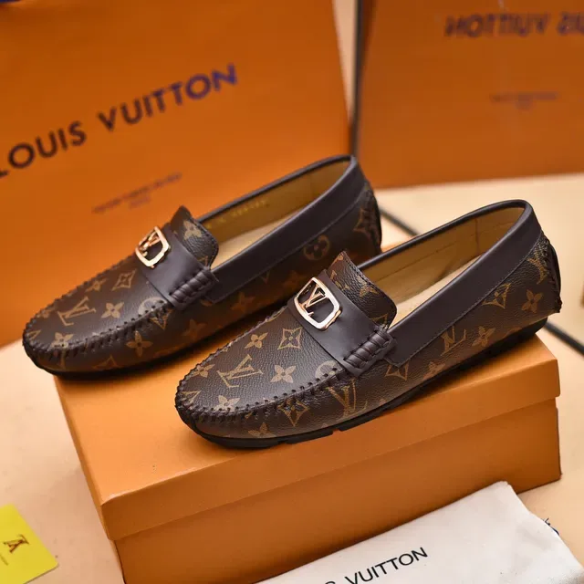 Louis Vuitton Brown Beige Monogram Canvas Braided Trim Loafer 8