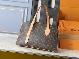 Louis Vuitton Sac Boston Marron Beige Monogramme Toile Bordure Cuir Marron 8