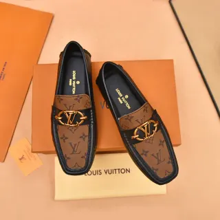 Louis Vuitton 棕黑印花帆布皮革边饰乐福鞋