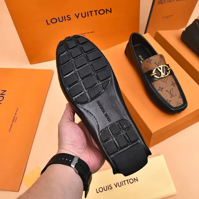 Louis Vuitton Brown Black Monogram Canvas Leather Trim Loafer 4