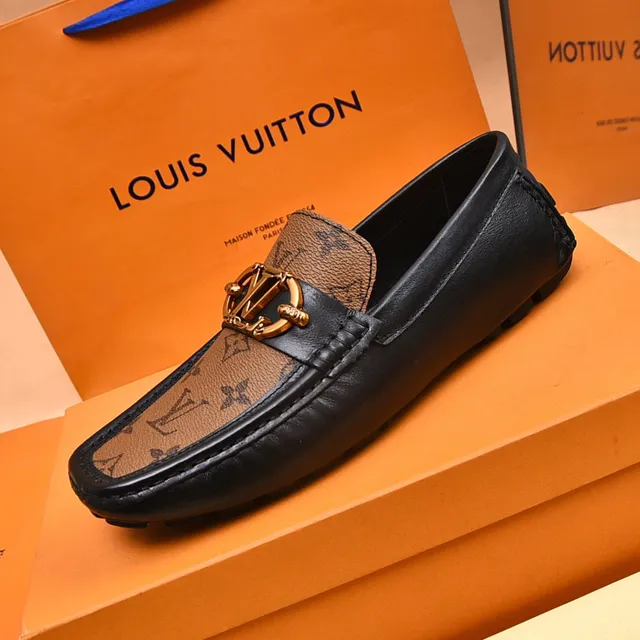 Louis Vuitton Brown Black Monogram Canvas Leather Trim Loafer 5