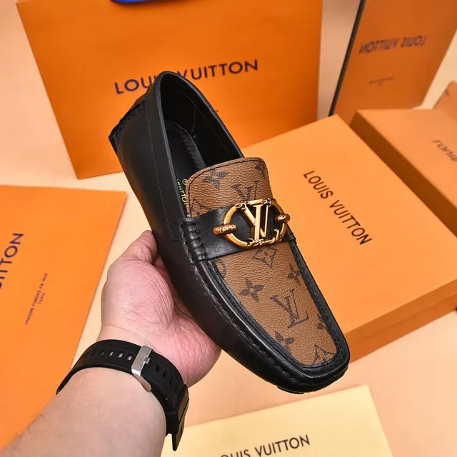 Louis Vuitton Brown Black Monogram Canvas Leather Trim Loafer 6