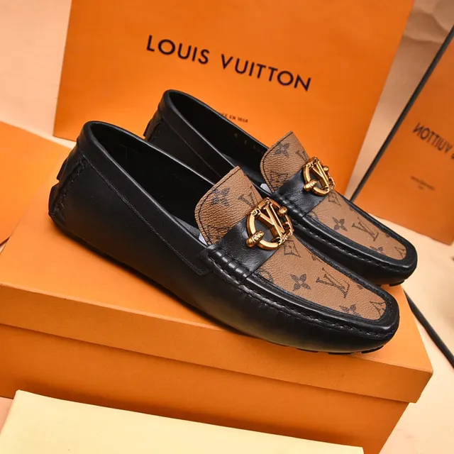 Louis Vuitton Brown Black Monogram Canvas Leather Trim Loafer 8