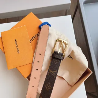 Louis Vuitton Brown Gold Monogram-Coated Canvas Buckle Leather Belt