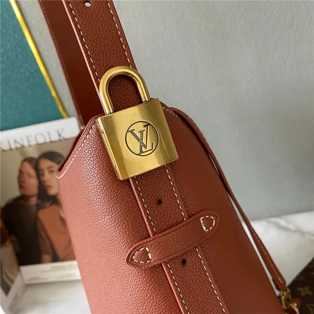 Louis Vuitton Brown Gold Structured Silhouette Smooth Grained Leather Bucket Bag 15