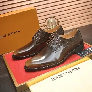 Louis Vuitton Brown Polished Leather Monogram Panel Oxford Shoes