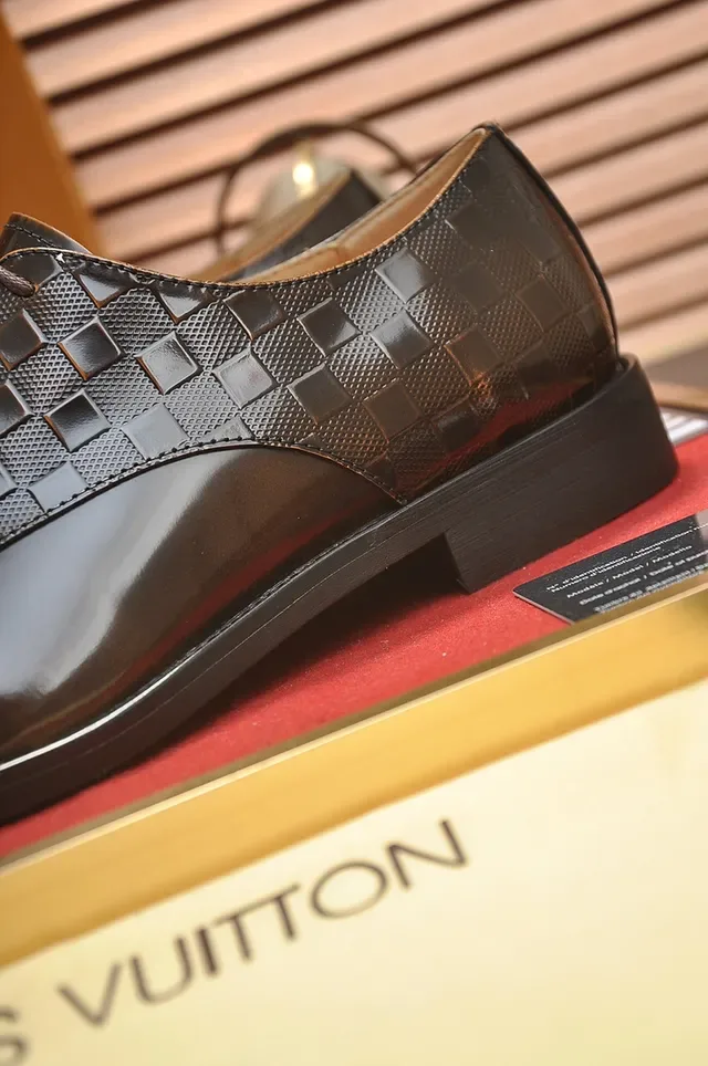 Louis Vuitton Marrón Cuero Pulido Monograma Panel Zapatos Oxford 2