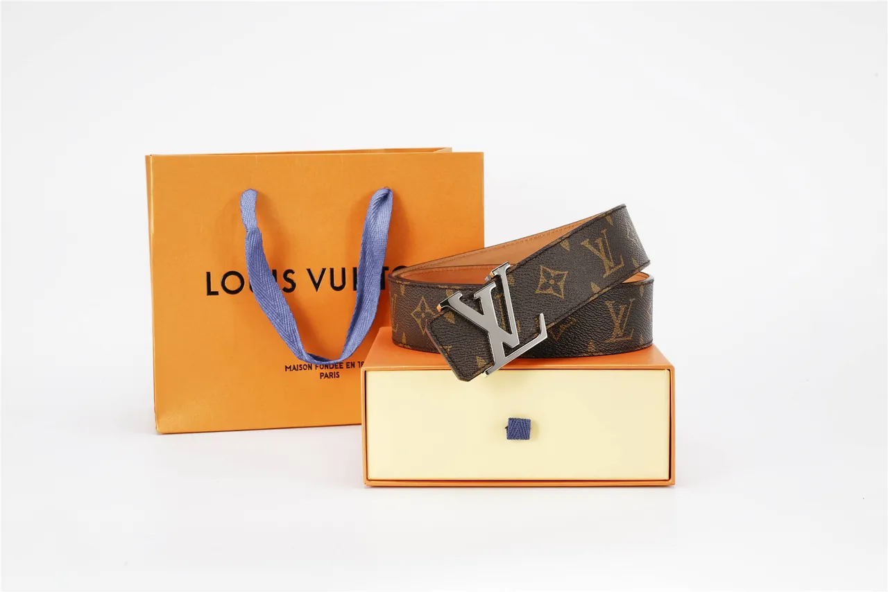 Louis Vuitton Brown Silver Monogram Canvas Polished LV Buckle Leather Belt 6