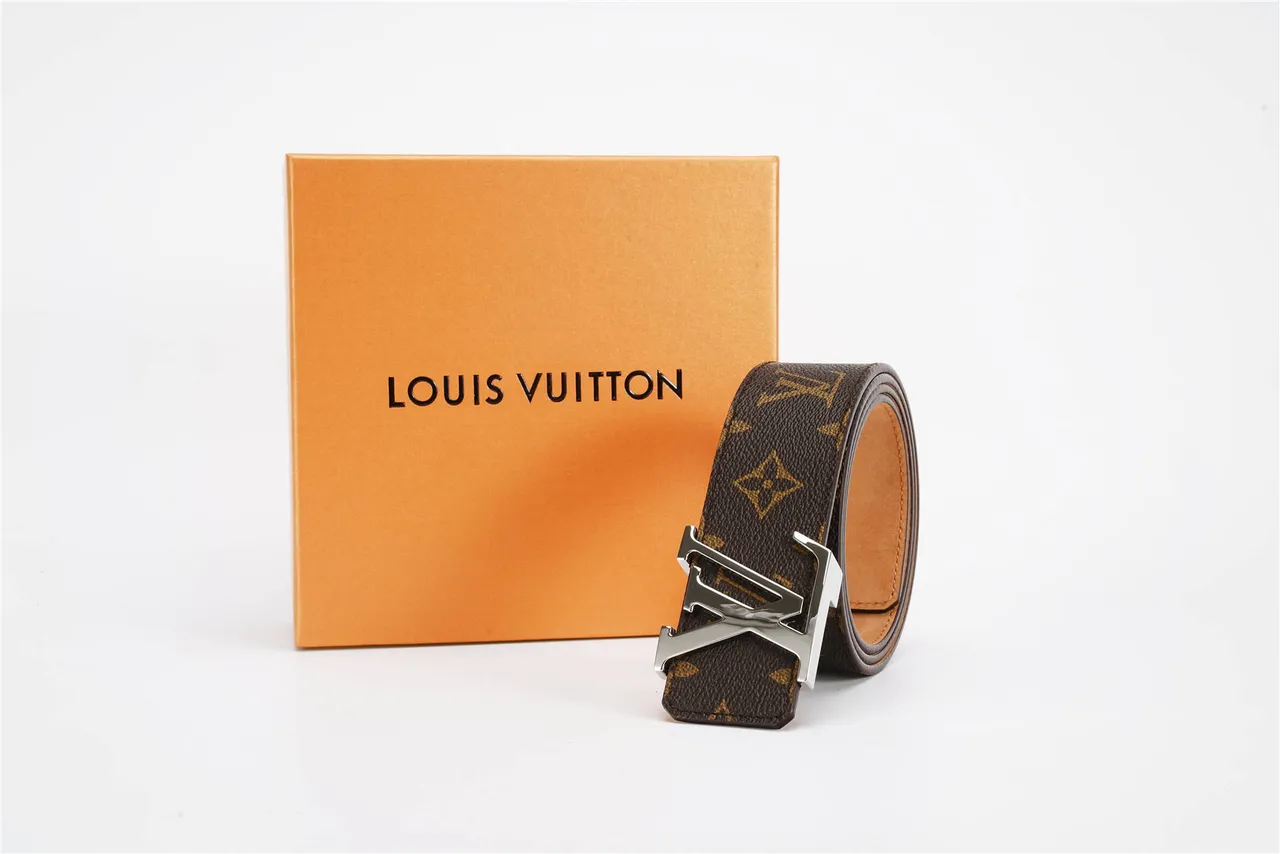Louis Vuitton Brown Silver Monogram Canvas Polished LV Buckle Leather Belt 7