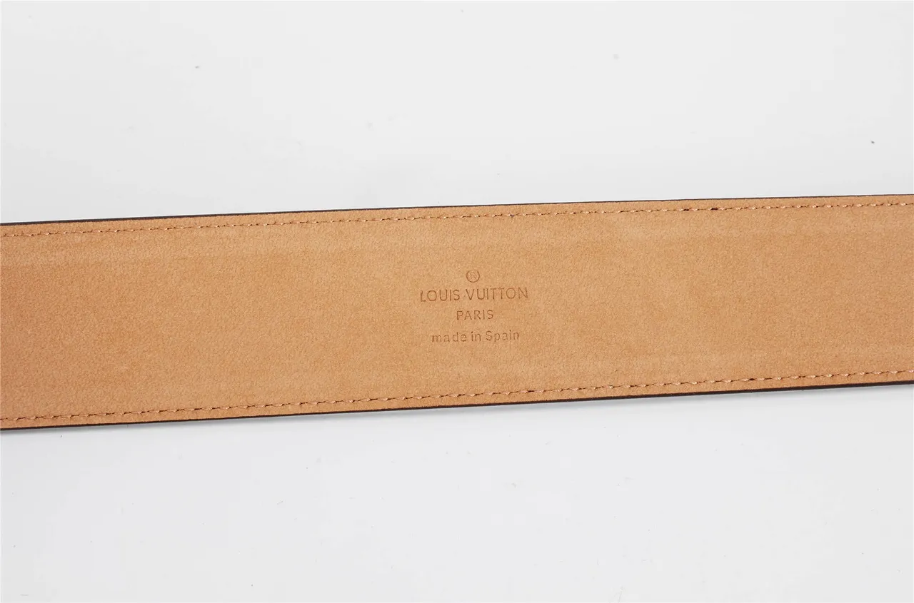 Louis Vuitton Brown Silver Monogram Canvas Polished LV Buckle Leather Belt 11