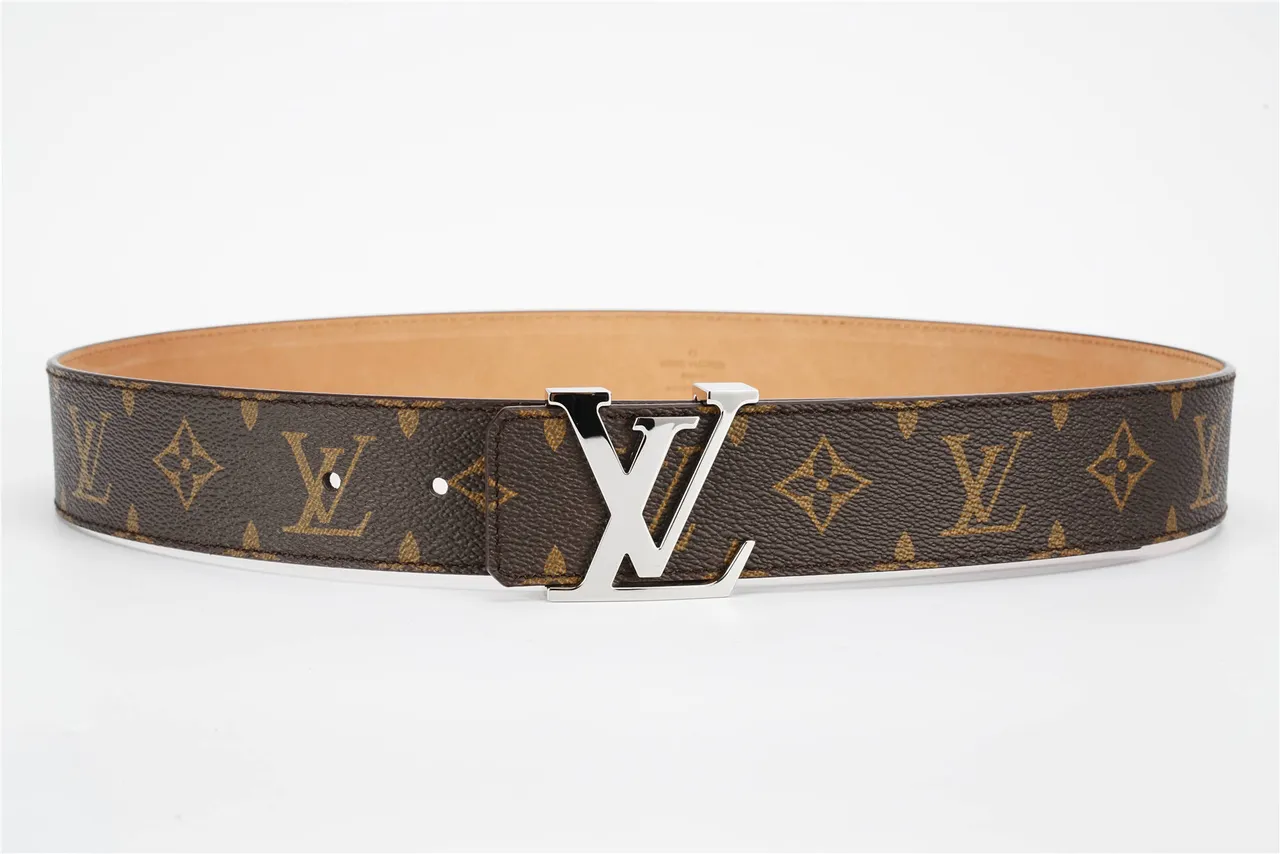 Louis Vuitton Brown Silver Monogram Canvas Polished LV Buckle Leather Belt 12