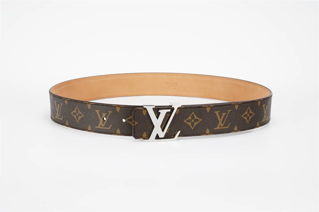 Louis Vuitton Brown Silver Monogram Canvas Polished LV Buckle Leather Belt 13
