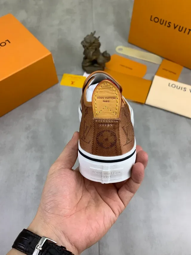 Louis Vuitton Brown White Monogram Canvas Slip-On Lifestyle Sneakers 3