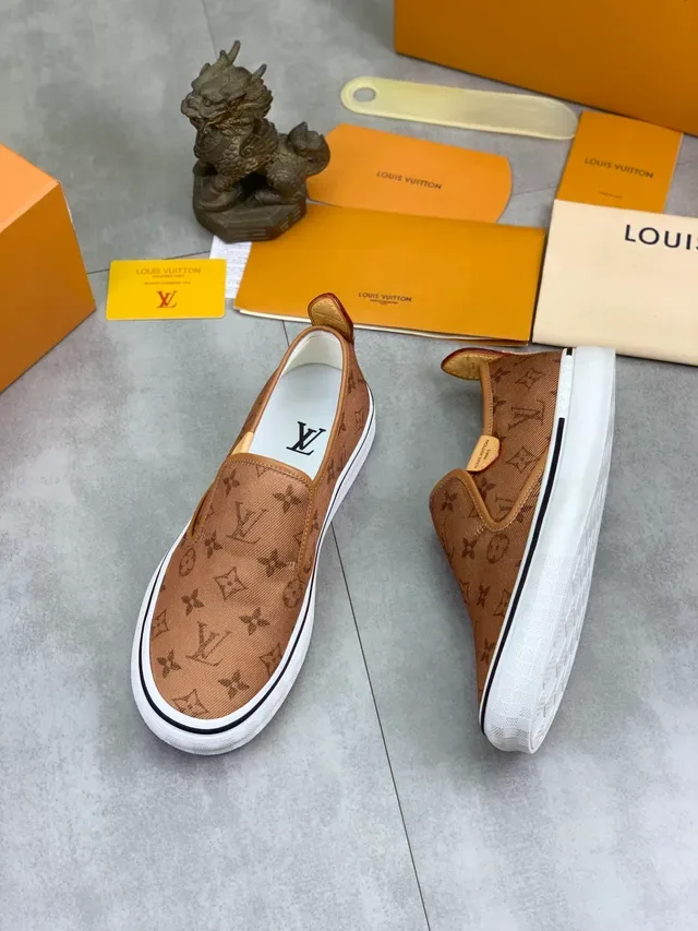 Louis Vuitton Brown White Monogram Canvas Slip-On Lifestyle Sneakers 5