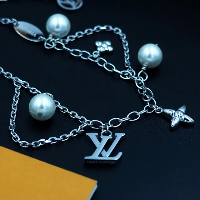 Louis Vuitton Chain Bracelet Gold White Multi-Charm Pearl-Detailed Bracelet 2