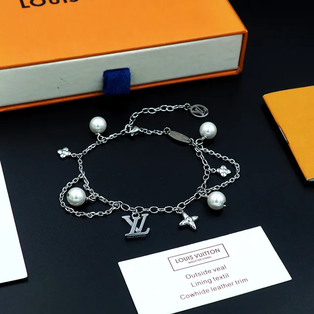 Louis Vuitton Chain Bracelet Gold White Multi-Charm Pearl-Detailed Bracelet 4