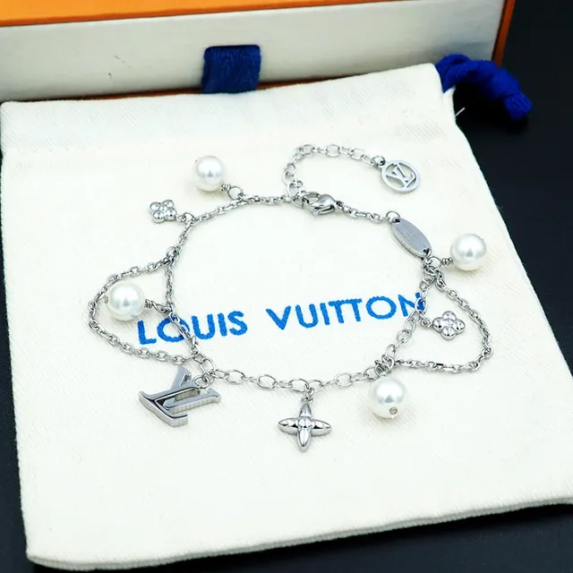 Louis Vuitton Chain Bracelet Gold White Multi-Charm Pearl-Detailed Bracelet 7