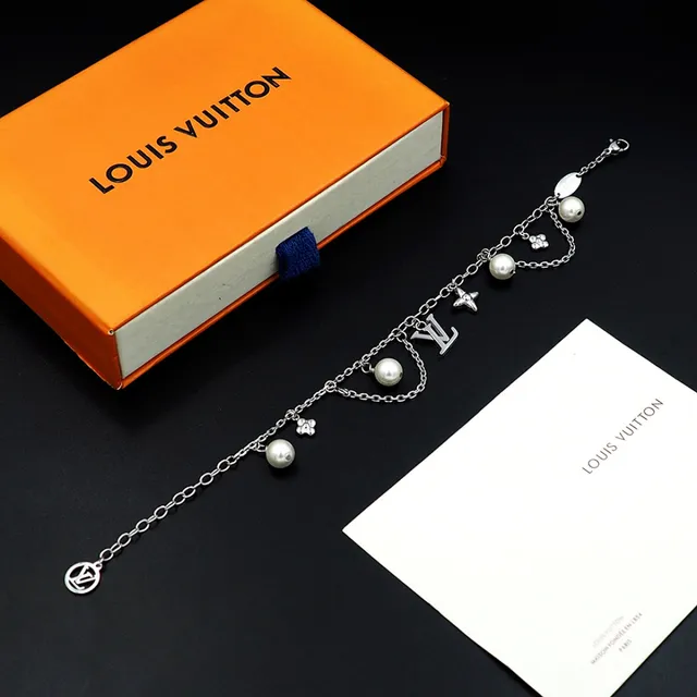 Louis Vuitton Chain Bracelet Gold White Multi-Charm Pearl-Detailed Bracelet 11