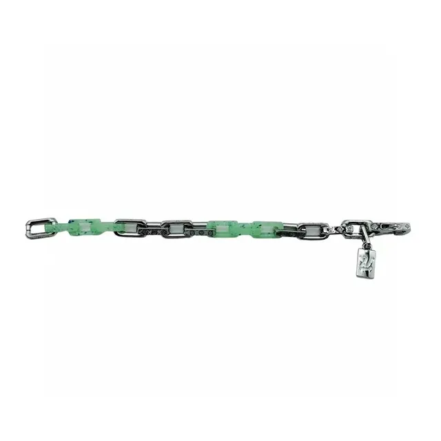 Louis Vuitton bracelet maillon de chaîne résine vert menthe et ton argenté 3
