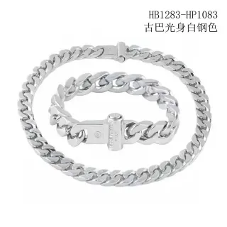 Louis Vuitton Chain Reaction Chunky Curb-Link Silver Steel Bracelets
