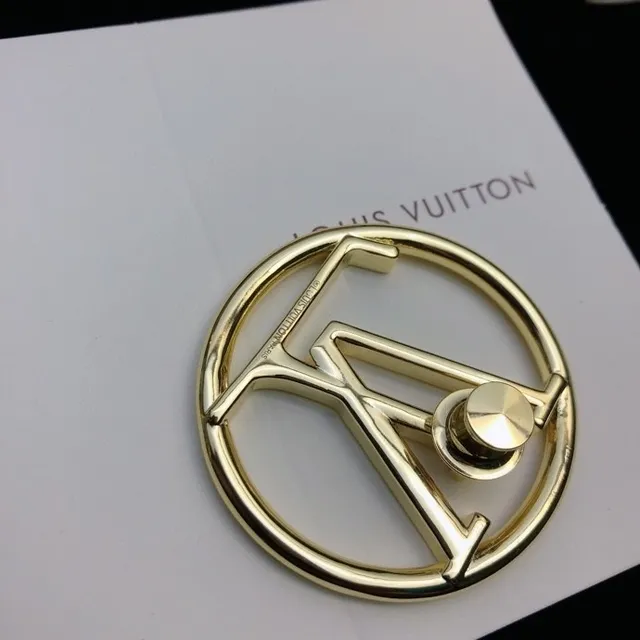 Louis Vuitton دائري LV Monogram Gold-Tone دبوس 5