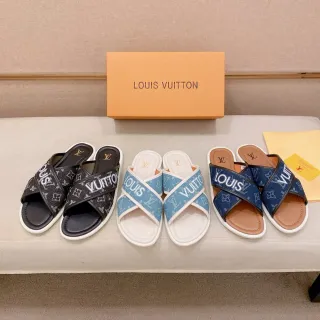 Louis Vuitton Cross-Strap Monogram Slide Slippers